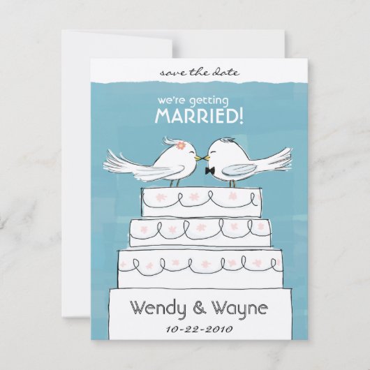 Hochzeitstorte Birds Braut & Bräutigam Save the Da Date (Vorderseite)