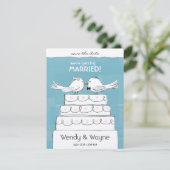 Hochzeitstorte Birds Braut & Bräutigam Save the Da Date (Stehend Vorderseite)