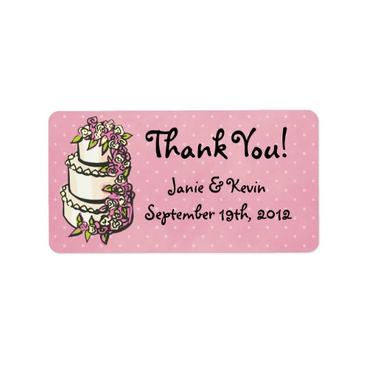 Hochzeitstorte Danke Labels Adressaufkleber (Vorne)