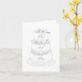 Hochzeitstorte Design Herr und Frau Karte (Gelbe Blume)