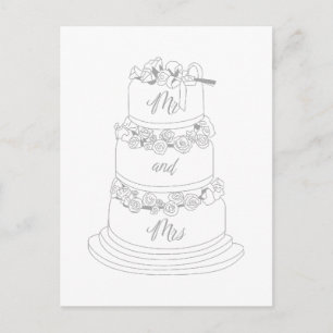 Hochzeitstorte Design Herr und Frau Postkarte