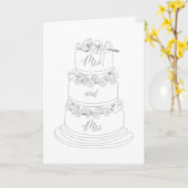 Hochzeitstorte Design Mrs & Mrs Karte (Gelbe Blume)