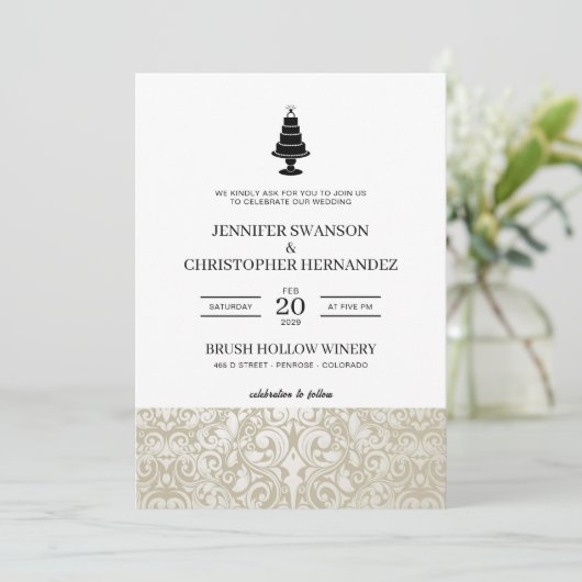 Hochzeitstorte Einladung (Stehend Vorderseite)