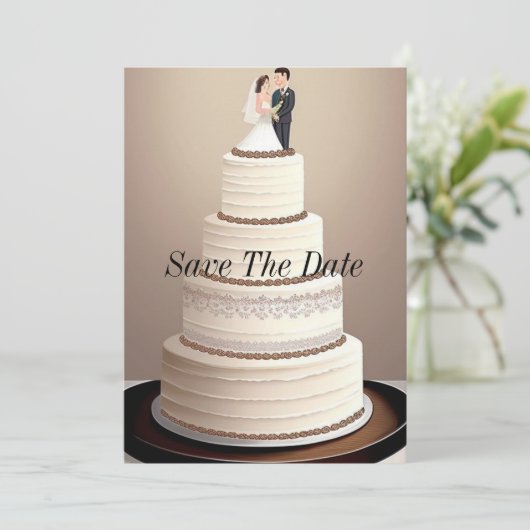 Hochzeitstorte Einladung (Stehend Vorderseite)