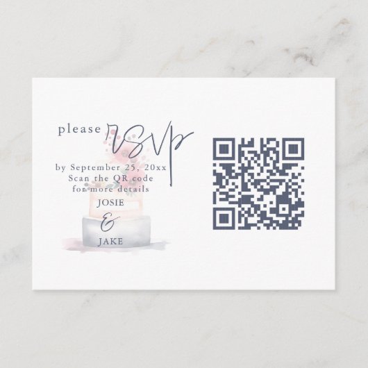 Hochzeitstorte für Wasserfarben - Abbildung QR-Cod Begleitkarte (Vorderseite)