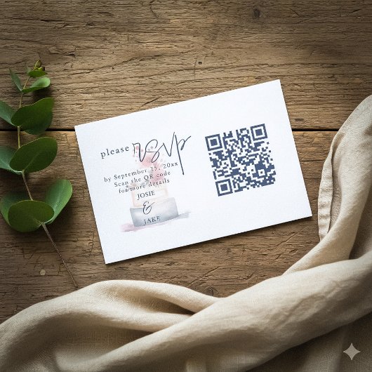 Hochzeitstorte für Wasserfarben - Abbildung QR-Cod Begleitkarte