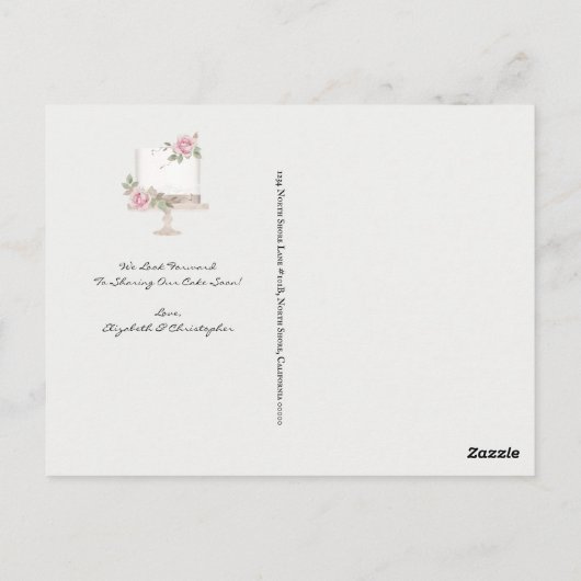 Hochzeitstorte - Gewitterter Wechsel des Datums ve Postkarte (Rückseite)