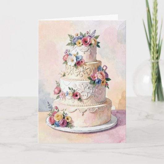 Hochzeitstorte Gratulationen Karte (Vorderseite)