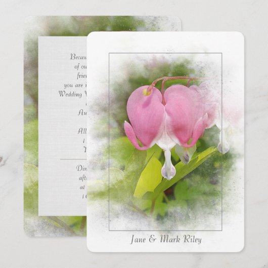 Hochzeitstorte Herzblutungen Blume Einladung (Vorne/Hinten)