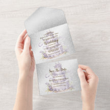 Hochzeitstorte Lavendel Blumen Elegante Hochzeit