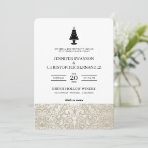 Hochzeitstorte mit Details und QR-Code Einladung