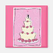 Hochzeitstorte mit rosa Hintergrund Magnet (Vorne)