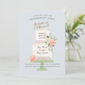 Hochzeitstorte Namen Wasserfarbene Verlobung Einladung (Stehend Vorderseite)