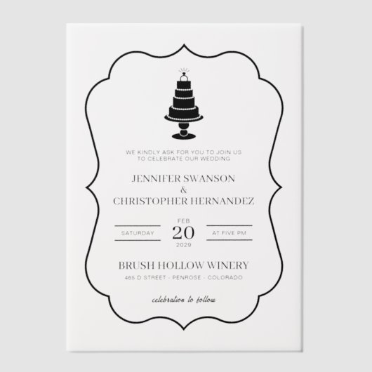 Hochzeitstorte Pergament Einladungen (Vorderseite)