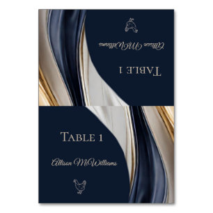 Hochzeitstorte Platzkarten-Geflügel-Symbol-blau Tischnummer