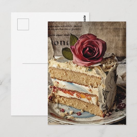 Hochzeitstorte Postkarte (Vorne/Hinten)