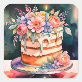 Hochzeitstorte Quadratischer Aufkleber