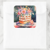 Hochzeitstorte Quadratischer Aufkleber (Tasche)