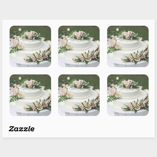 Hochzeitstorte Quadratischer Aufkleber