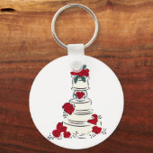 Hochzeitstorte Rote Blume Schlüsselanhänger (Vorderseite)