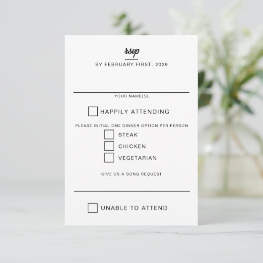 Hochzeitstorte RSVP Karte (Stehend Vorderseite)