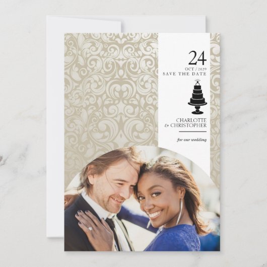 Hochzeitstorte Save The Date (Vorderseite)