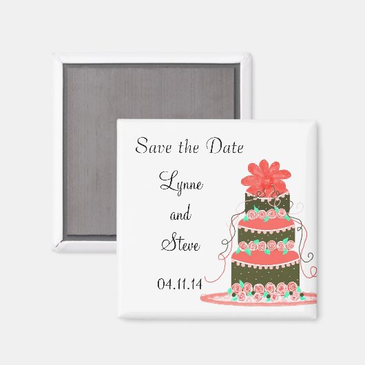 Hochzeitstorte Save the Date Magnet (Vorderseite/Rückseite)