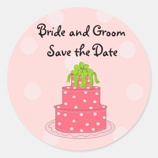Hochzeitstorte Save the Date Runder Aufkleber (Vorderseite)