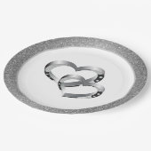 Hochzeitstorte SLVR Glitzer 9" Papier Teller - Zwe (Schrägansicht)