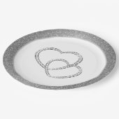 Hochzeitstorte SLVR Glitzer 9" Papier Teller - Zwe (Schrägansicht)