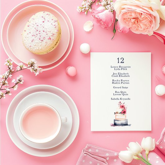 Hochzeitstorte Tischnummer Wasserfarbe Seekarte