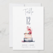 Hochzeitstorte Tischnummer Wasserfarbe Seekarte (Vorderseite)