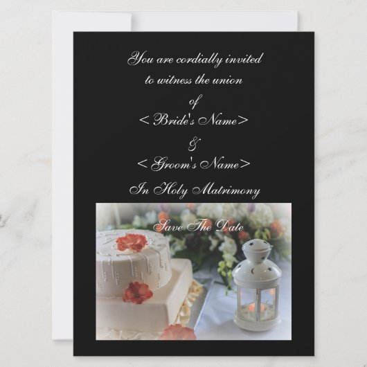 Hochzeitstorte und Lattern Save The Date (Vorderseite)