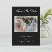 Hochzeitstorte und Lattern Save The Date (Stehend Vorderseite)