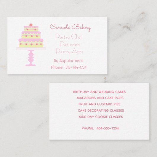 Hochzeitstorte Visitenkarte (Vorne/Hinten)