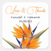 Hochzeitstorte von Paradies Blume Vielen Dank Quadratischer Aufkleber (Vorderseite)