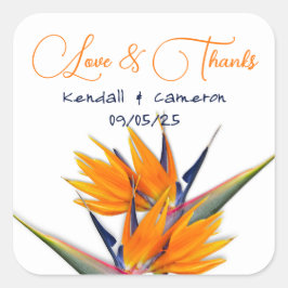 Hochzeitstorte von Paradies Blume Vielen Dank Quadratischer Aufkleber