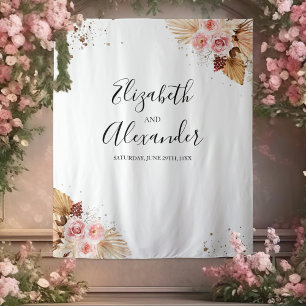 Hochzeitstorte Watercolor Boho Glitzer Wandteppich