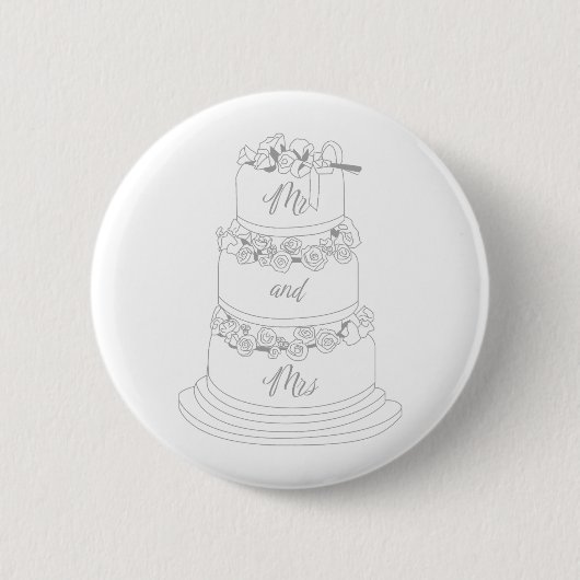 Hochzeitstortendesign Mr & Mrs Button (Vorderseite)