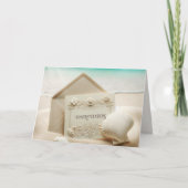 Hochzeitstorys Glückwunsch in Beach Sand Karte (Vorderseite)