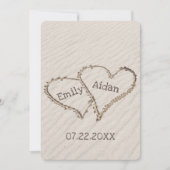 Hochzeitstrandherzen mit Namen Einladung (Vorderseite)