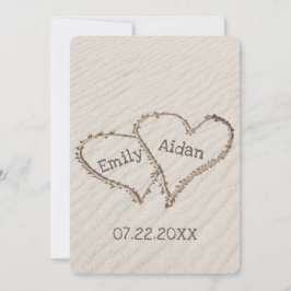 Hochzeitstrandherzen mit Namen Einladung