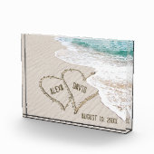 Hochzeitstrandherzen mit Namen Fotoblock (Rechts)