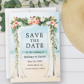 Hochzeitstrandkanopie Wasserfarbe tropische Flora Save The Date
