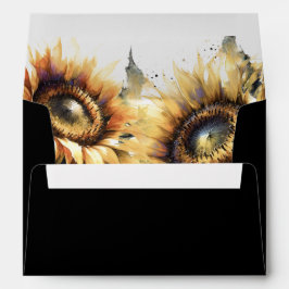 Hochzeitsumschläge Schwarz mit Sonnenblumen