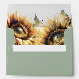 Hochzeitsumschläge setzen Grün und Sonnenblumen ei