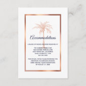 Hochzeitsunterkunft in Gold Palm Tree Navy Rose Begleitkarte (Vorderseite)