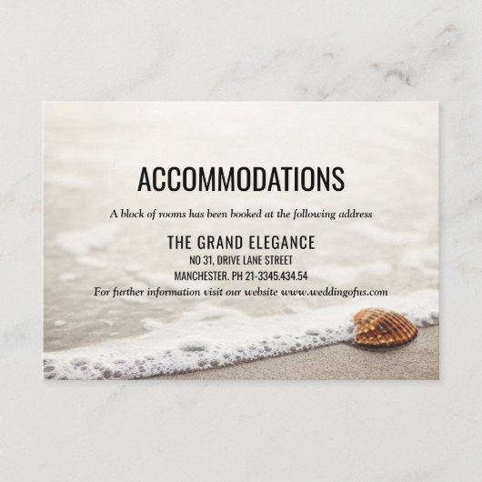 Hochzeitsunterkünfte am Strand Begleitkarte (Vorderseite)