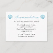 Hochzeitsunterkünfte Blue Nautical Muscheln Beach Begleitkarte (Vorderseite)