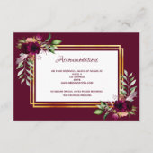 Hochzeitsunterkünfte blumenburgundy boho begleitkarte (Vorderseite)
